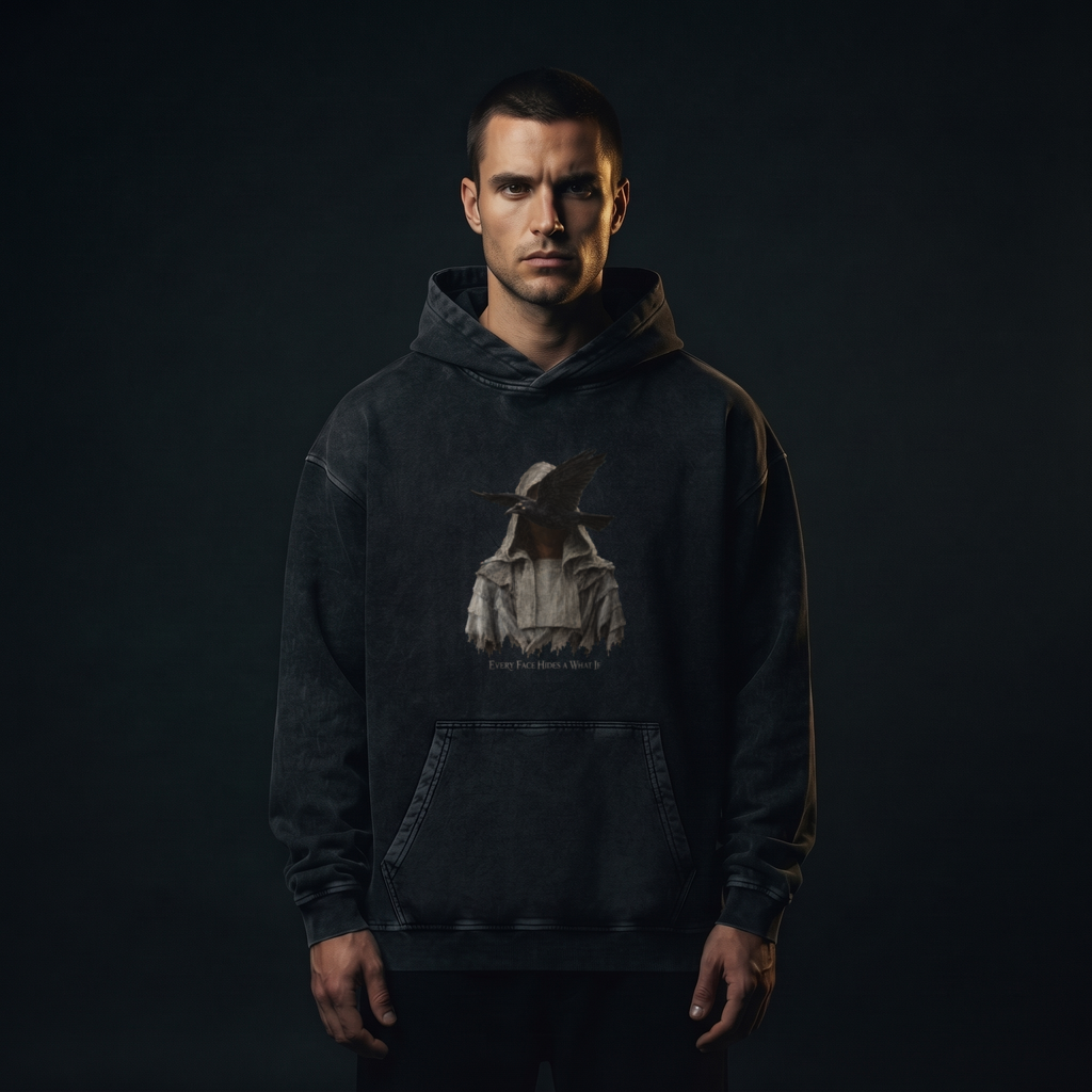 Every Face Hides a What If Hoodie - editorial front (art front)