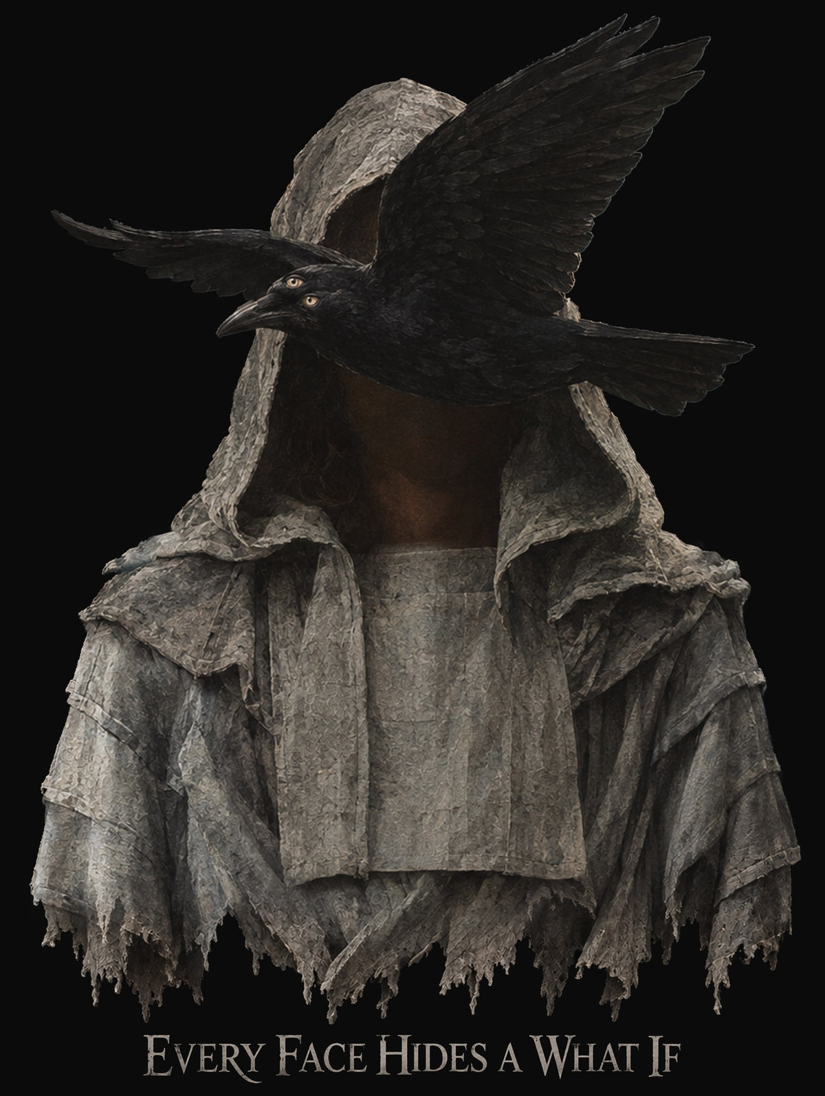 Every Face Hides a What If Hoodie - the art, back